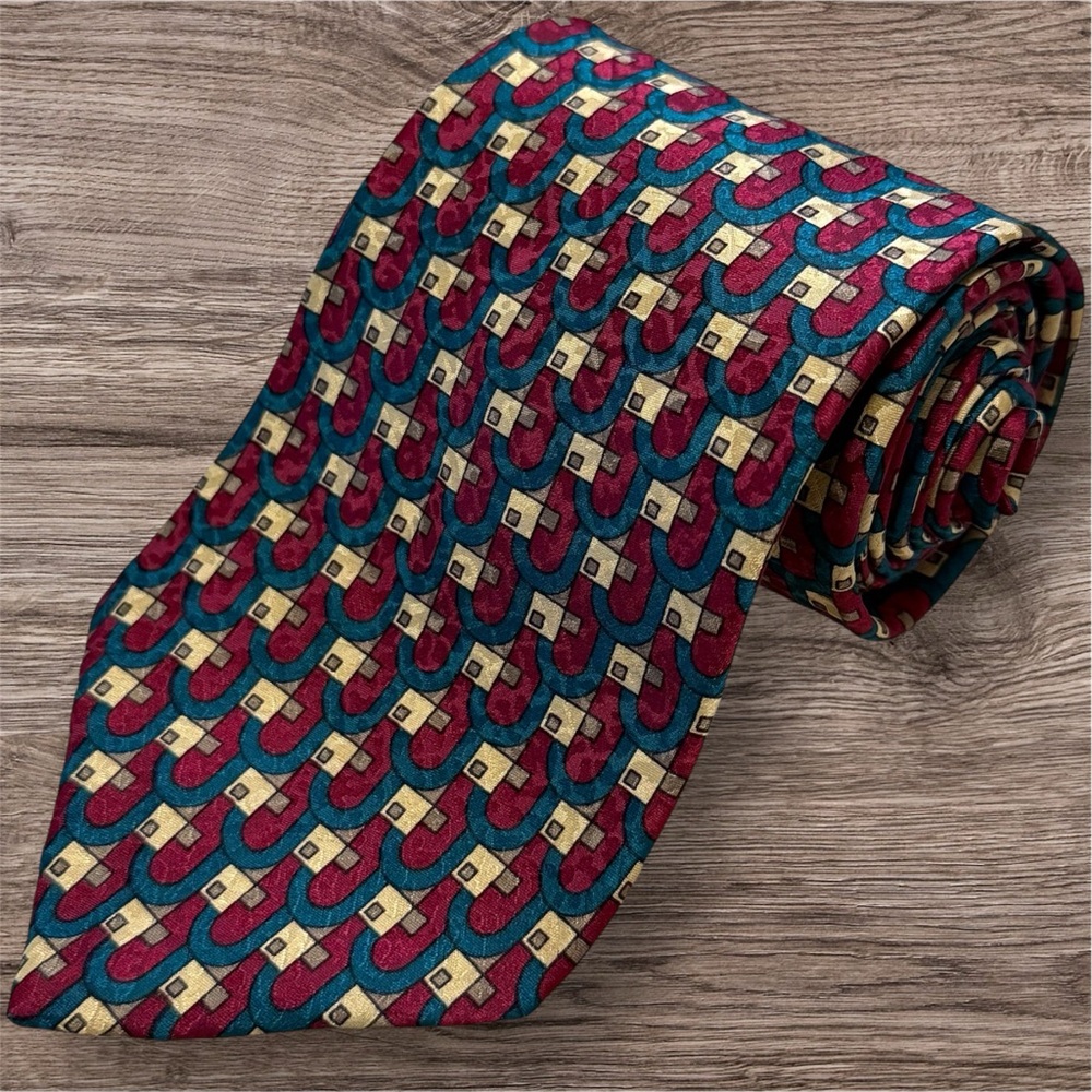 Vintage 90s T.K.S. for Nordstrom Necktie 100% Silk Geometric Tie